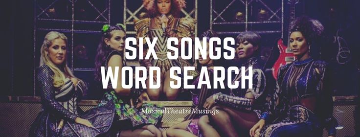 The cast of six with the title of six songs word search